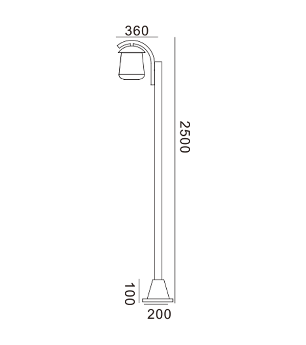 مصباح حديقة مسطح برأس واحد HR60702 مصباح حديقة مسطح برأس واحد HR60702